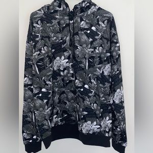 Assholes Live Forever Black & white floral / plant print sweatshirt L BRANDNEW